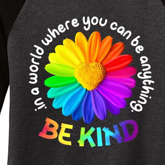 Be Kind AntiBullying Kindness Orange Unity Day Sunflower Women's Tri-Blend 3/4-Sleeve Raglan Shirt