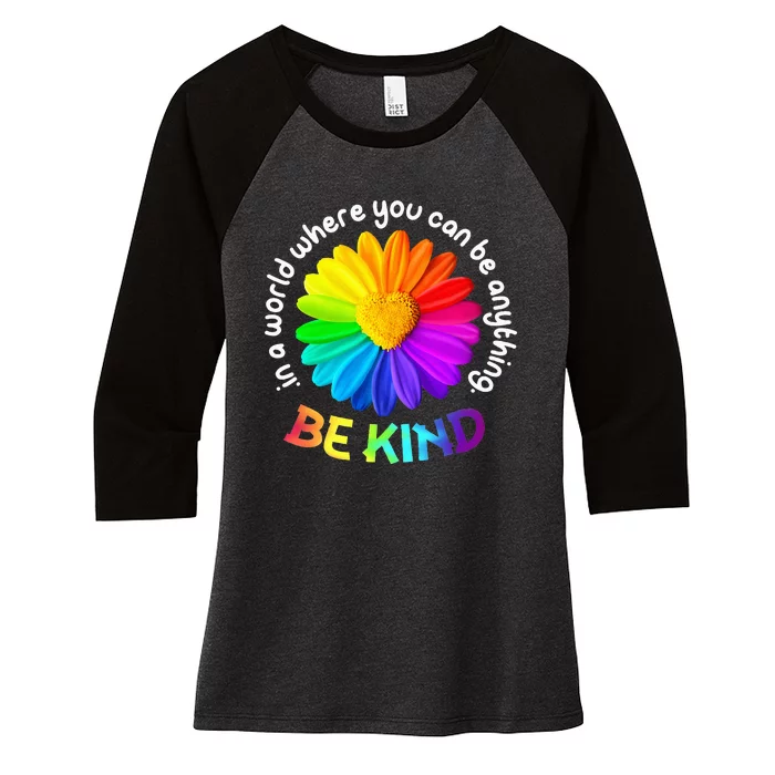 Be Kind AntiBullying Kindness Orange Unity Day Sunflower Women's Tri-Blend 3/4-Sleeve Raglan Shirt