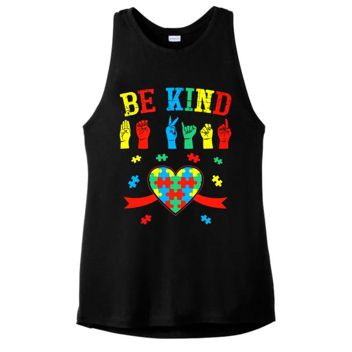 Be Kind Asl Sign Language Hand Talking Gift Ladies Tri-Blend Wicking Tank