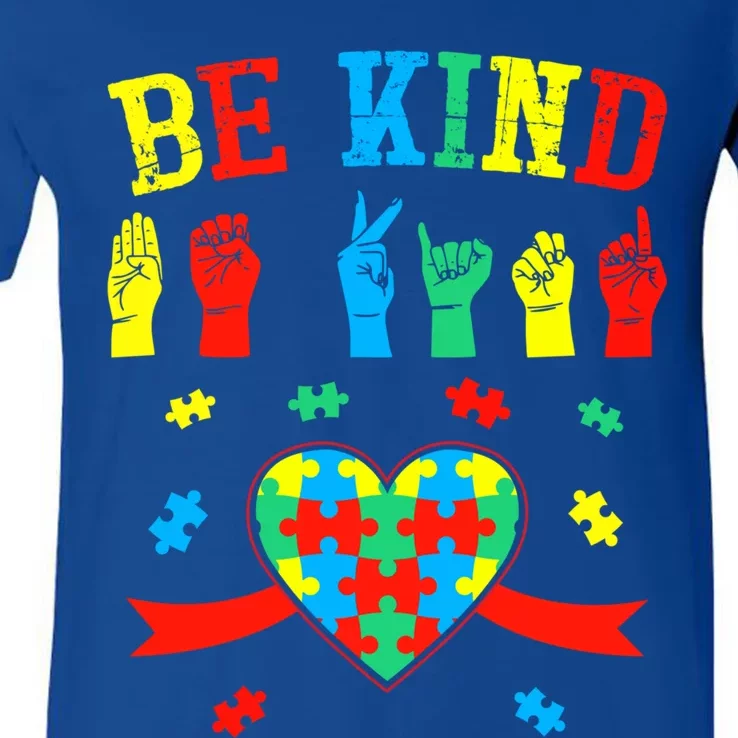 Be Kind Asl Sign Language Hand Talking Gift V-Neck T-Shirt