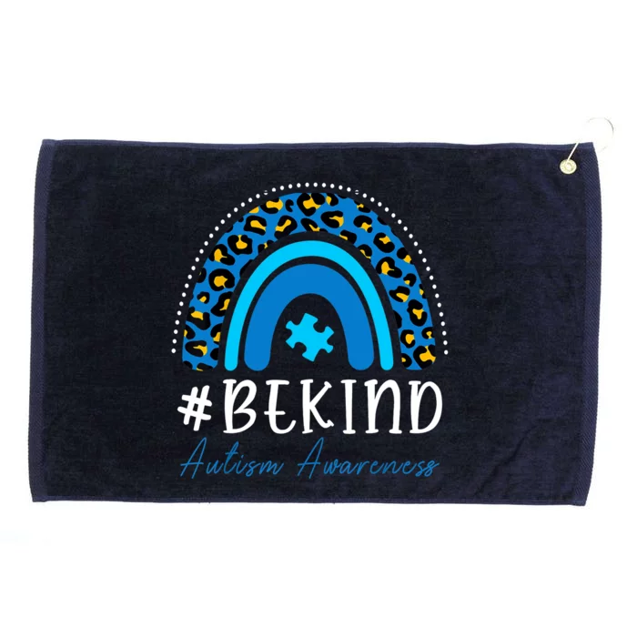 Be Kind Autism Awareness Wo Girl Leopard Rainbow Print Grommeted Golf Towel