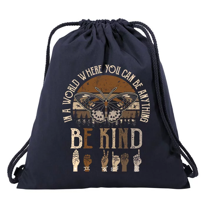 Be Kind Asl Sign Language Inspirational Teacher Kindness Cute Gift Drawstring Bag