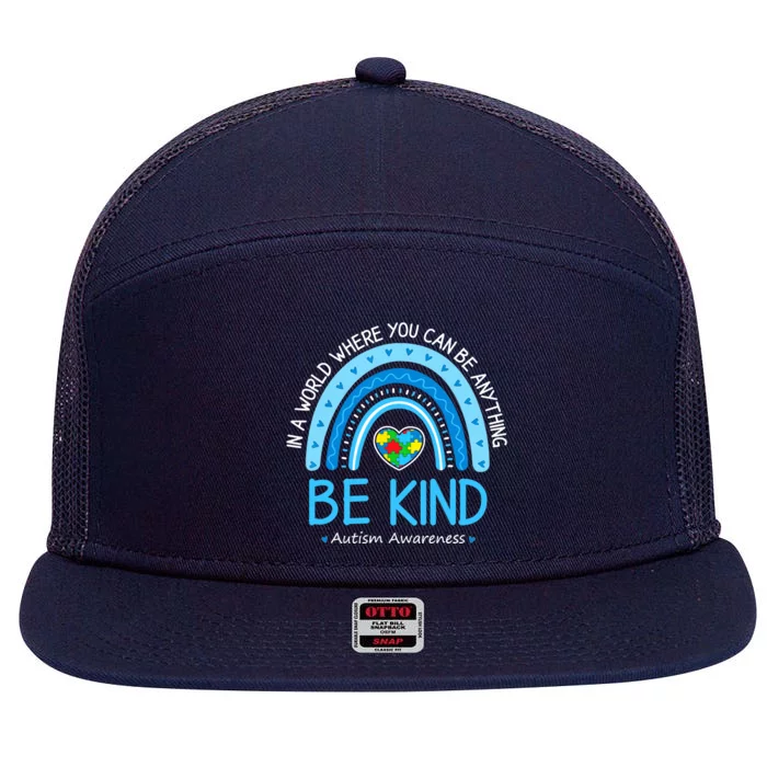 Be Kind Autism Awareness Leopard Rainbow Choose Kindness 7 Panel Mesh Trucker Snapback Hat