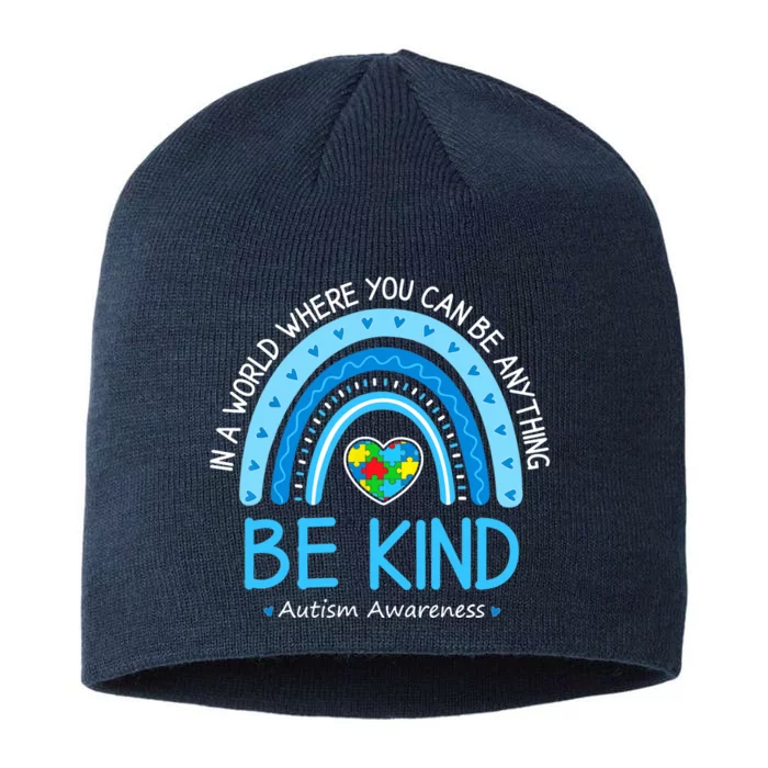 Be Kind Autism Awareness Leopard Rainbow Choose Kindness 8 1/2in Sustainable Knit Beanie