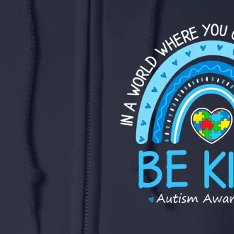 Be Kind Autism Awareness Leopard Rainbow Choose Kindness Full Zip Hoodie