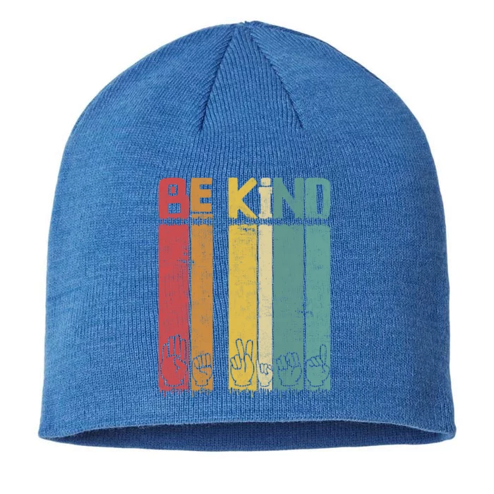 Be Kind Asl Tee Retro Sign Language Teacher Interpreter Bday Gift 8 1/2in Sustainable Knit Beanie