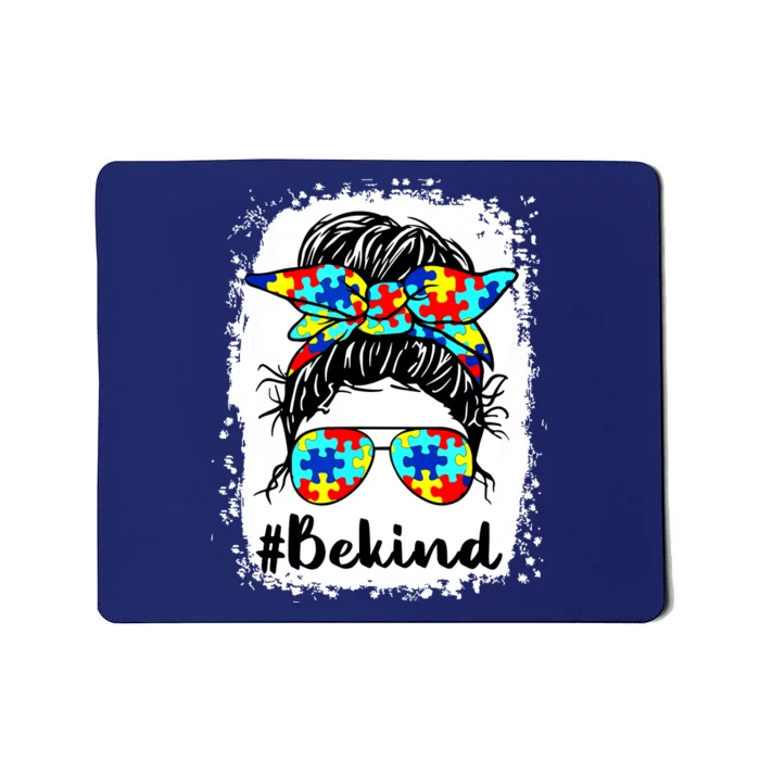 Be Kind Autism Awareness Messy Bun Girl Mousepad