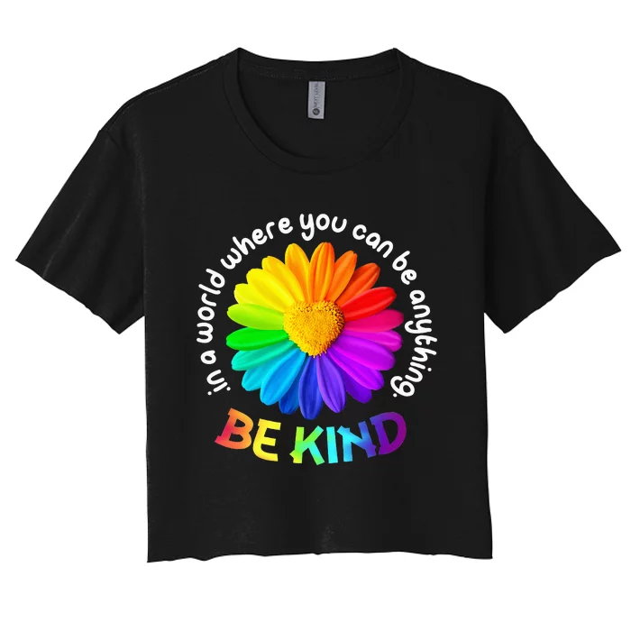 Be Kind Antibullying Kindness Orange Unity Day Sunflower Women's Crop Top Tee