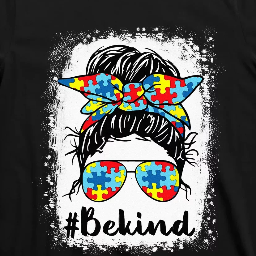 Be Kind Autism Awareness Messy Bun Girl S T-Shirt