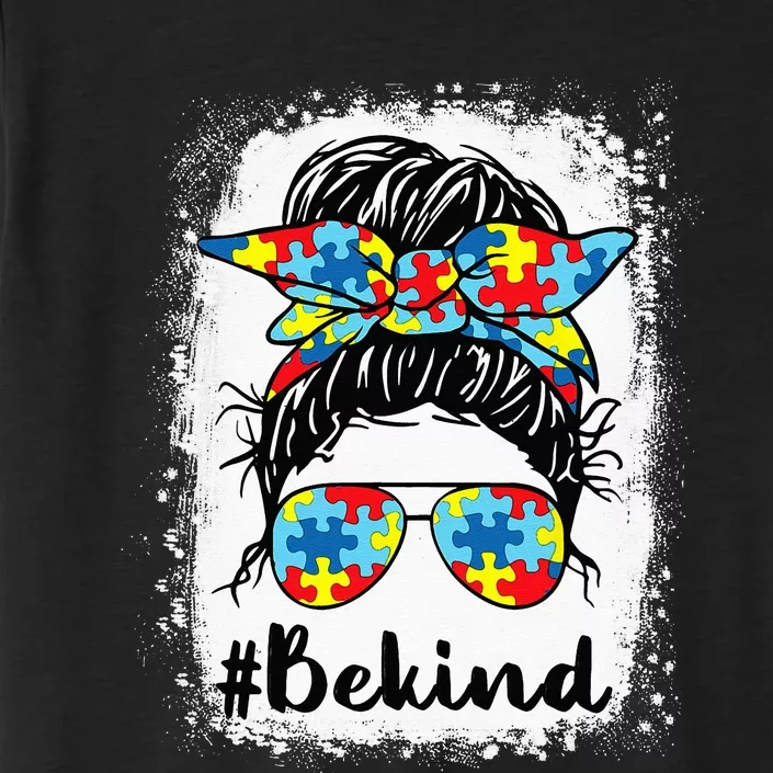 Be Kind Autism Awareness Messy Bun Girl S ChromaSoft Performance T-Shirt