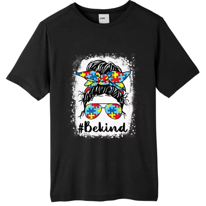 Be Kind Autism Awareness Messy Bun Girl S ChromaSoft Performance T-Shirt