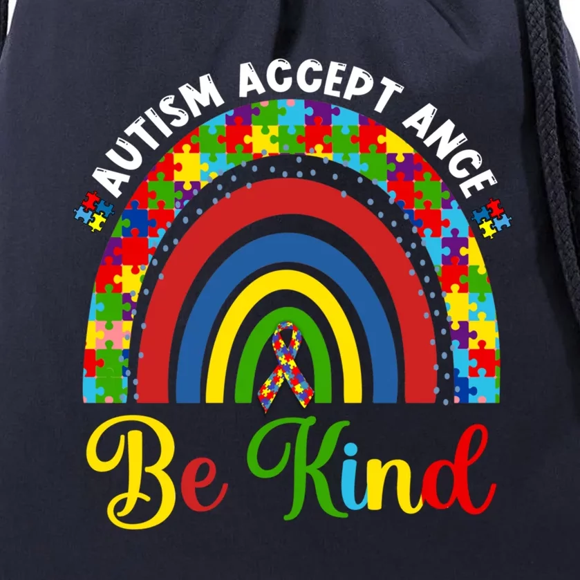 Be Kind Autism Awareness Acceptance Rainbow Choose Kindness Gift Drawstring Bag