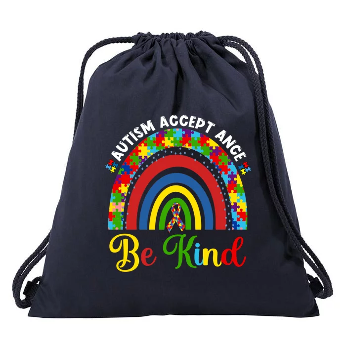 Be Kind Autism Awareness Acceptance Rainbow Choose Kindness Gift Drawstring Bag