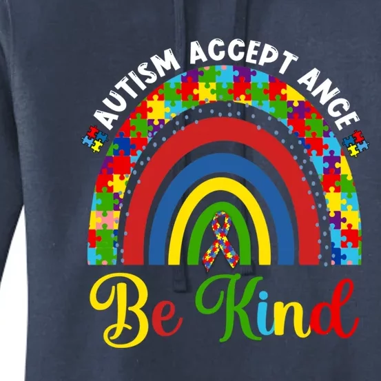 Be Kind Autism Awareness Acceptance Rainbow Choose Kindness Gift Women's Pullover Hoodie