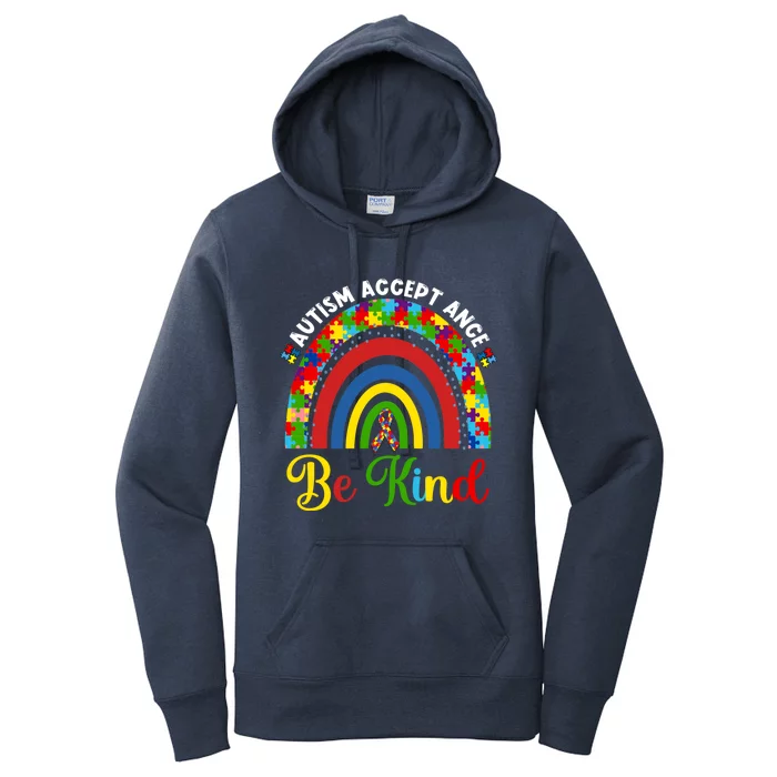 Be Kind Autism Awareness Acceptance Rainbow Choose Kindness Gift Women's Pullover Hoodie