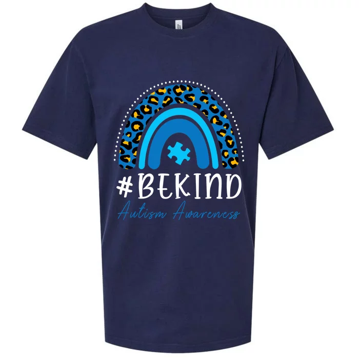 Be Kind Autism Awareness Wo Girl Leopard Rainbow Print Sueded Cloud Jersey T-Shirt