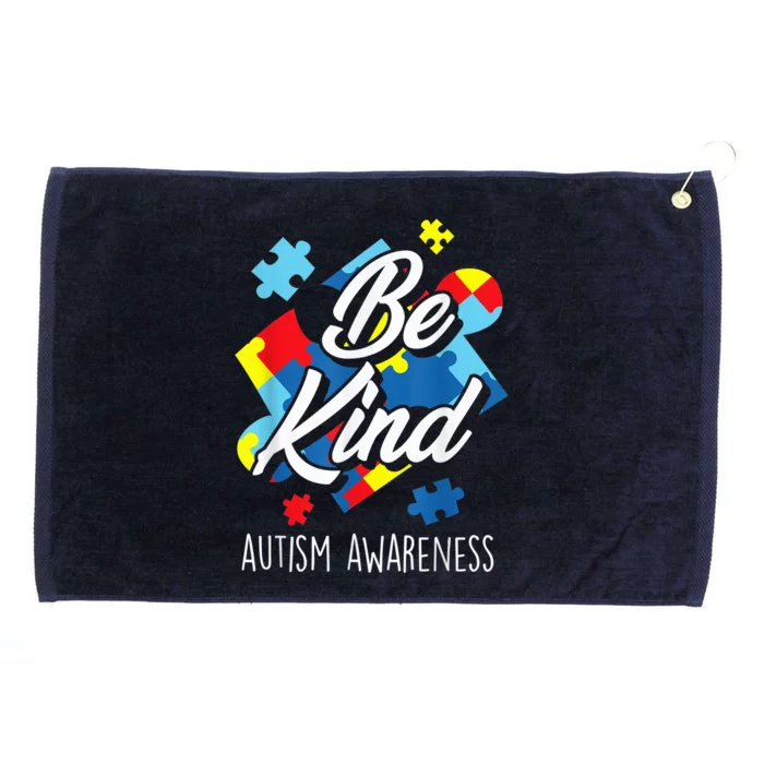 Be Kind Autism Awareness Puzzle Colorful Pieces Shirt Grommeted Golf Towel