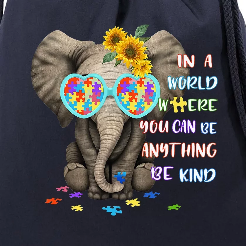 Be Kind Autism Awareness Elephant Autism Drawstring Bag