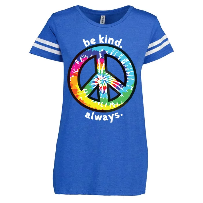 Be Kind Always Tie Dye Peace Sign Spread Kindness Enza Ladies Jersey Football T-Shirt