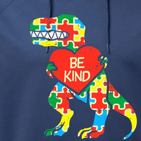 Be Kind Autism Awareness Dinosaur Boy Girl Toddlers Performance Fleece Hoodie