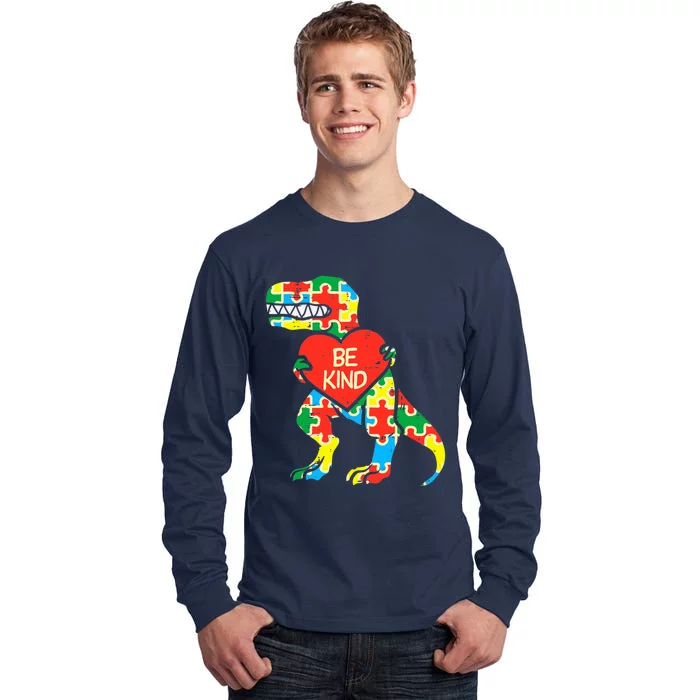 Be Kind Autism Awareness Dinosaur Boy Girl Toddlers Tall Long Sleeve T-Shirt