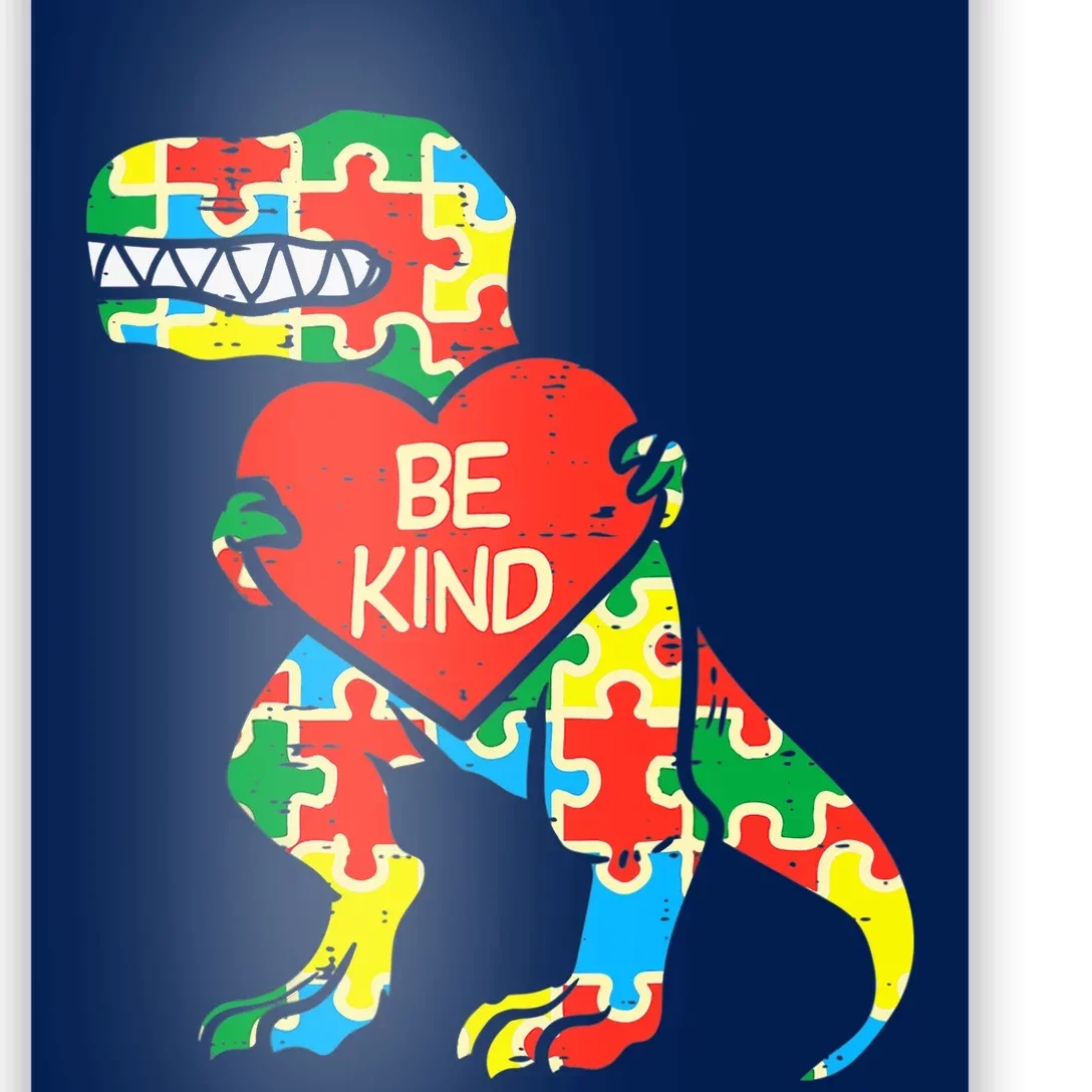 Be Kind Autism Awareness Dinosaur Boy Girl Toddlers Poster