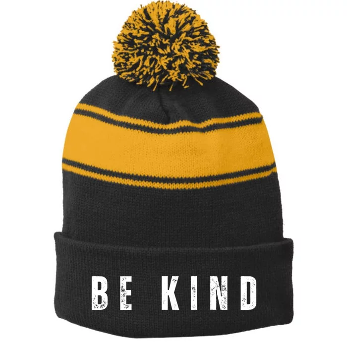 Be Kind Anti Bullying Awareness Stripe Pom Pom Beanie