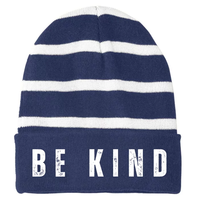 Be Kind Anti Bullying Awareness Striped Beanie with Solid Band