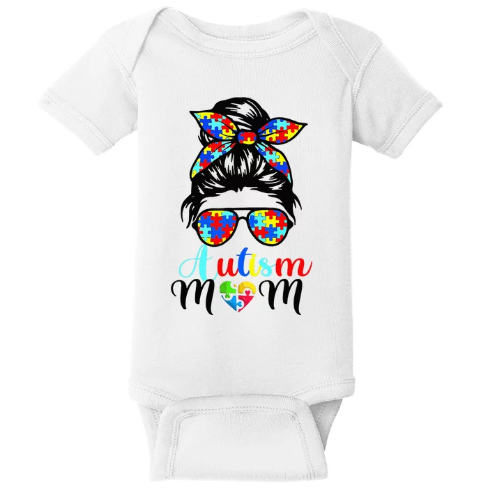 Be Kind Autism Awareness Messy Bun  Autism Mom Baby Bodysuit