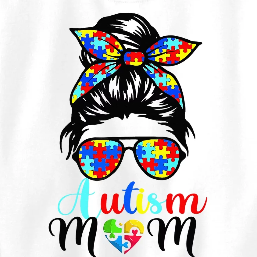 Be Kind Autism Awareness Messy Bun  Autism Mom Kids Sweatshirt