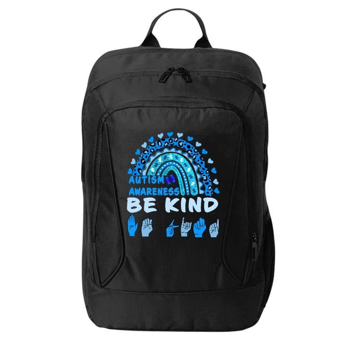 Be Kind Autism Awareness Rainbow Trendy BoHo Rainbow Leopard Print City Backpack