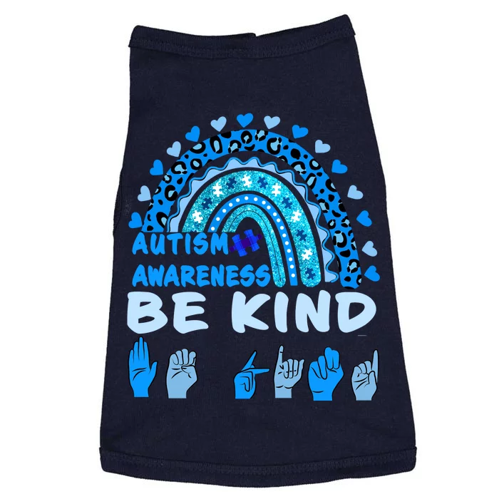 Be Kind Autism Awareness Rainbow Trendy BoHo Rainbow Leopard Print Doggie Tank