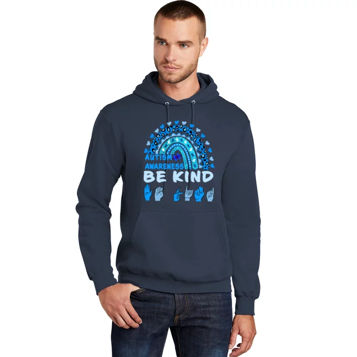 Be Kind Autism Awareness Rainbow Trendy BoHo Rainbow Leopard Print Hoodie