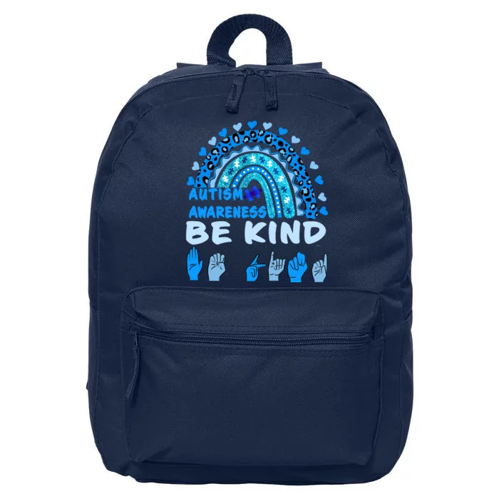 Be Kind Autism Awareness Rainbow Trendy BoHo Rainbow Leopard Print 16 in Basic Backpack