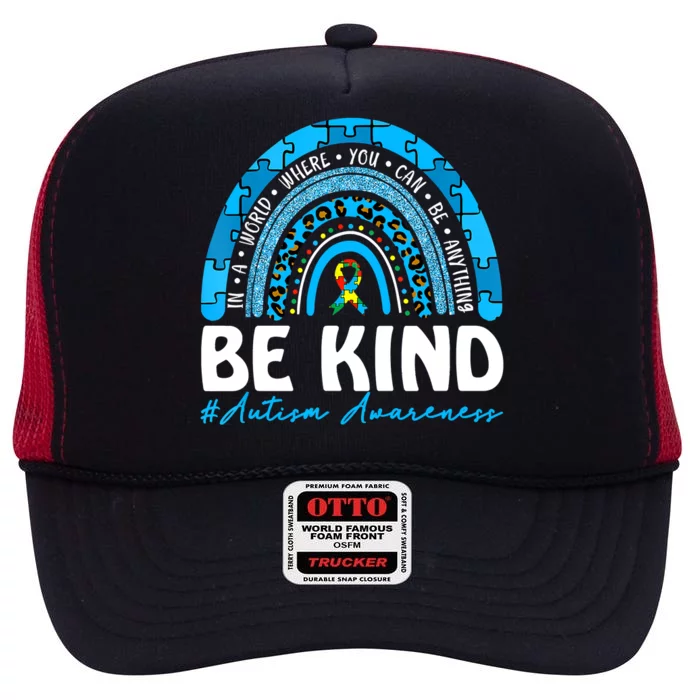 Be Kind Autism Awareness High Crown Mesh Trucker Hat