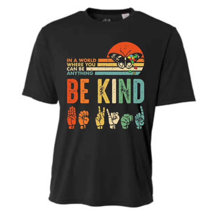 Be Kind Autism Awareness ASL Mom Teacher Kindness Cooling Performance Crew T-Shirt