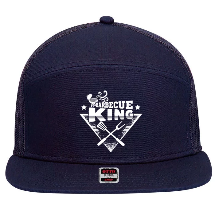 Barbecue King And Bbq Grill W Barbecue Accessories W Brisket Cute Gift 7 Panel Mesh Trucker Snapback Hat