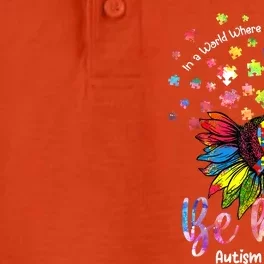 Be Kind Autism Awareness Puzzle Pieces Sunflower Autism Mom Dry Zone Grid Performance Polo