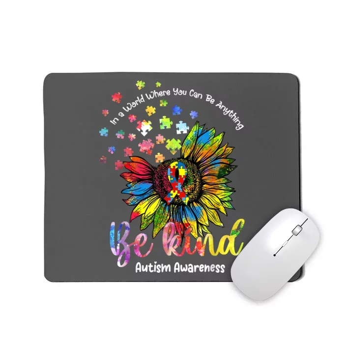 Be Kind Autism Awareness Puzzle Pieces Sunflower Autism Mom Mousepad