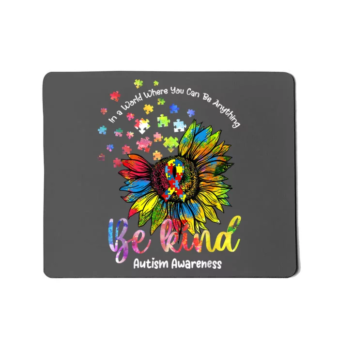 Be Kind Autism Awareness Puzzle Pieces Sunflower Autism Mom Mousepad