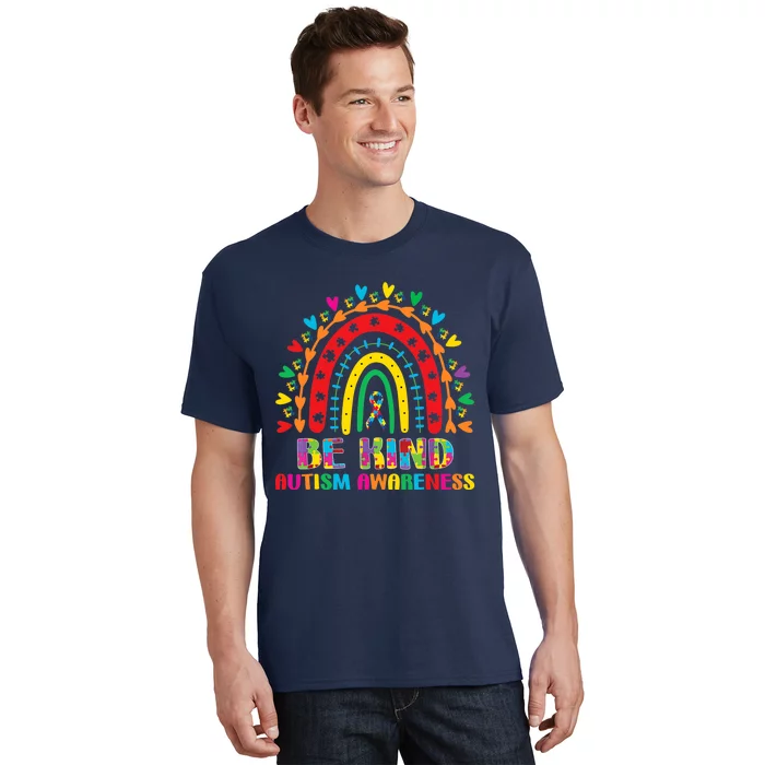 Be Kind Autism Awareness Rainbow Puzzle Piece Mom Dad Wo T-Shirt