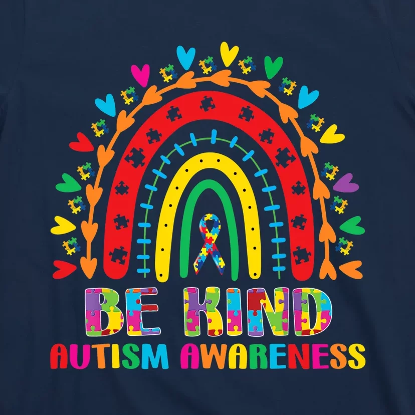 Be Kind Autism Awareness Rainbow Puzzle Piece Mom Dad Wo T-Shirt