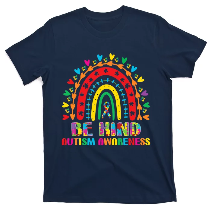 Be Kind Autism Awareness Rainbow Puzzle Piece Mom Dad Wo T-Shirt