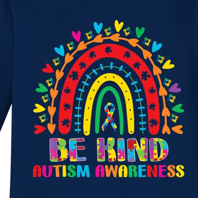 Be Kind Autism Awareness Rainbow Puzzle Piece Mom Dad Wo Baby Long Sleeve Bodysuit