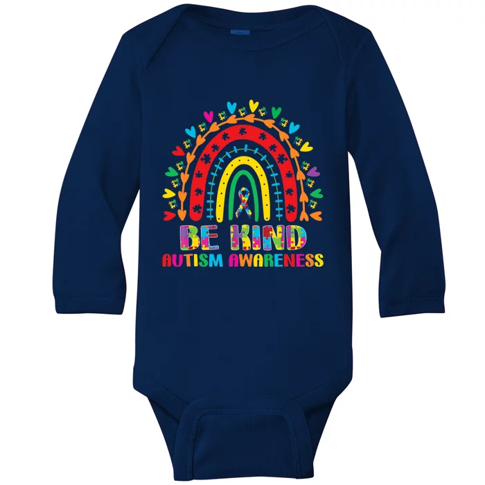 Be Kind Autism Awareness Rainbow Puzzle Piece Mom Dad Wo Baby Long Sleeve Bodysuit