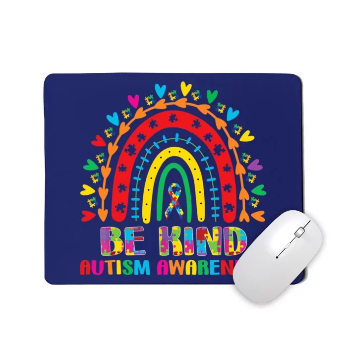 Be Kind Autism Awareness Rainbow Puzzle Piece Mom Dad Wo Mousepad