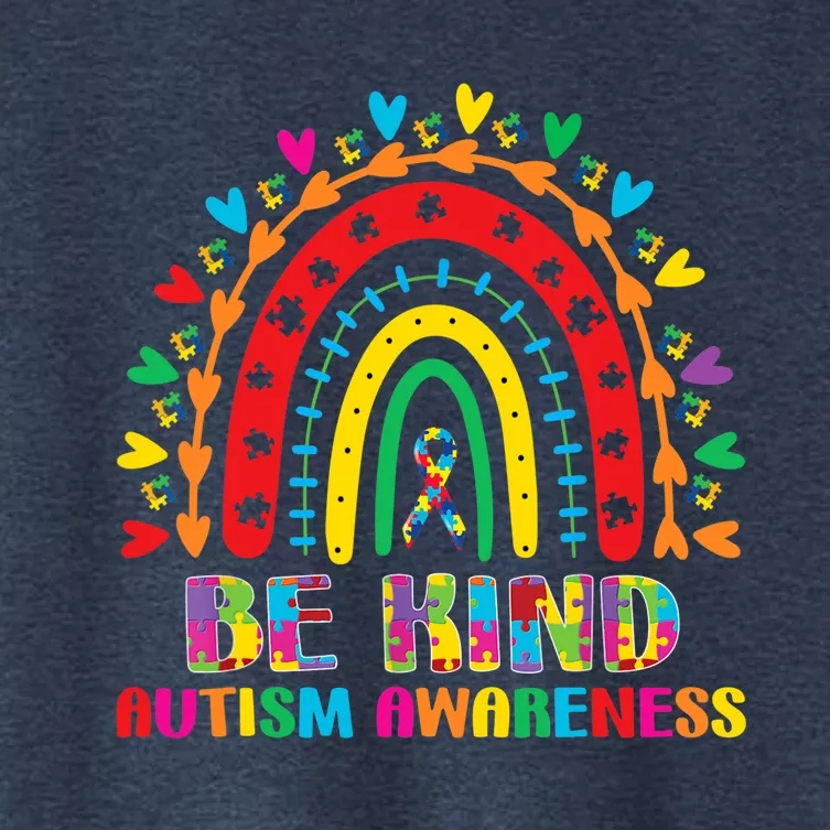 Be Kind Autism Awareness Rainbow Puzzle Piece Mom Dad Wo Women's Crop Top Tee