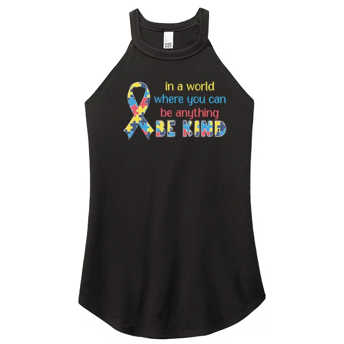 Be Kind Autism Awareness Kindness Puzzle Ribbon Gift Women’s Perfect Tri Rocker Tank