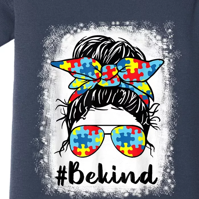 Be Kind Autism Awareness Messy Bun Girl Tees Baby Bodysuit