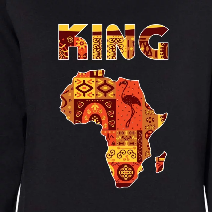 Black King African Art Pattern Africa Map Black Pride Couple Matching Womens California Wash Sweatshirt